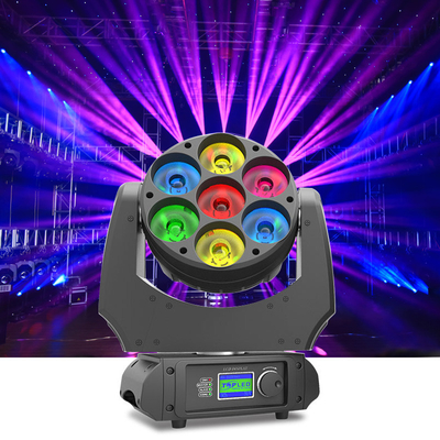 Enfoque principal móvil 4 del lavado del haz del ojo 7pcs 40w DMX de la abeja de la luz de Mini Stage DJ LED en 1 RGBW 7x40w