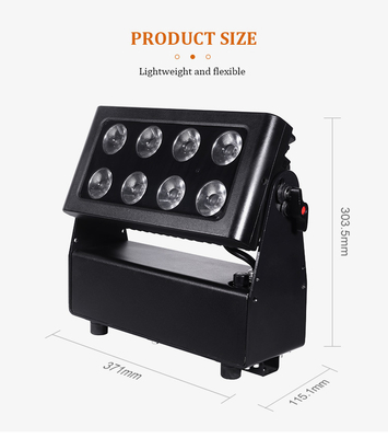 IP65 8x15w RGBW 4in1 Iluminación de lavadoras de color LED para inundaciones de la ciudad para edificios al aire libre