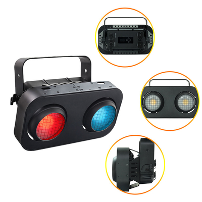 200W Cob LED Par puede escenificar luz Blanco cálido o RGB 2 ojos LED luz ciega DMX luces para el público