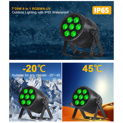 RGBWA UV 6 en 1 impermeable 7x20W Par luz impermeable LED Par luz exterior IP65 Par luz DJ escenario
