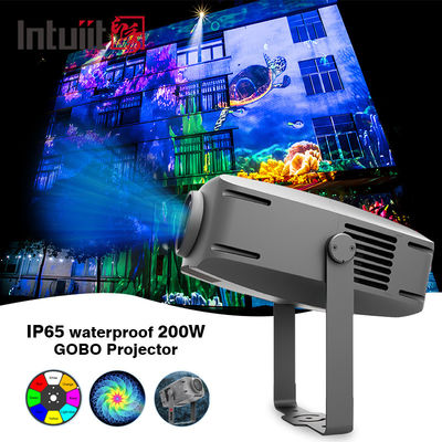 Proyector Gobo de 200W de exterior IP65 Proyector de logotipo Gobo a prueba de agua Logotipo personalizado Gobo rotativo Proyector de luz Luces publicitarias