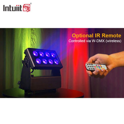 Luz de inundación LED de 8x15W alimentada por batería luz de inundación LED para exteriores inalámbrica RGBW 4 en 1 luz recargable Par Luces LED para Fiestas DJ