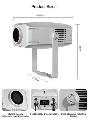 Proyector de logotipos LED Zoom personalizado para publicidad, 200W, resistente al agua IP65, para exteriores e interiores