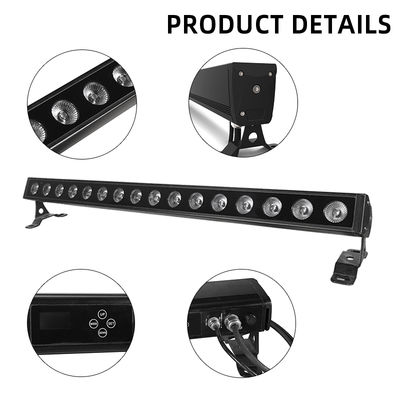 Luz de lavado de pared LED de 16*5W RGB DMX IP65 Carcasa de aluminio Iluminación de lavado de pared impermeable para exteriores Iluminación DMX512 para edificios exteriores
