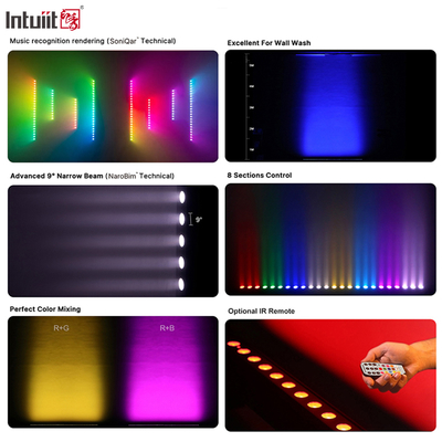 IP20 Potencia de batería 12x2W 0.5m 4in1 Alimentado por batería Iluminación de lavadora de pared LED Luz de escenario