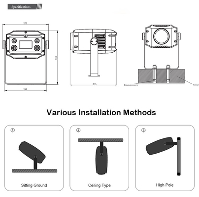 Proyector LED RGBW colorido para exteriores de 60W con patrón de agua, IP65, lámpara de proyección paisajística resistente al agua
