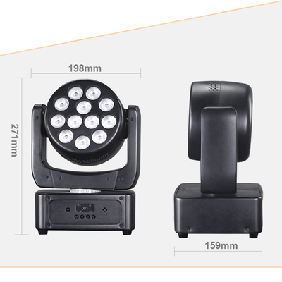Luces de cabeza móviles 12*8W LED Luces de escenario RGBW DJ Iluminación DMX 512 Activación de sonido para eventos Fiestas Boda Iglesia Show de banda en vivo