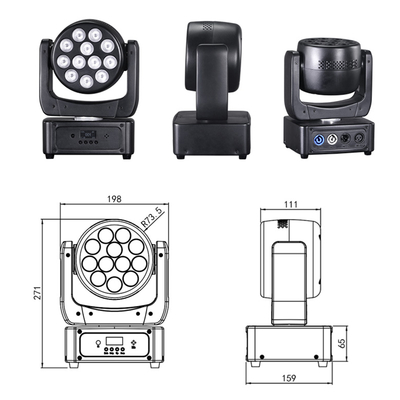 Equipo de iluminación de escenario para eventos DMX Beam RGBW 12x8w Led Wash Moving Head Light