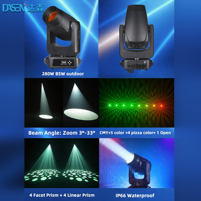 Foco móvil LED 2025 BSW 280W para escenario DMX512 Beam Spot Wash 3 en 1 para DJ Disco Show CMY
