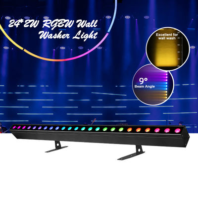 Luz de lavado IP20 DMX512 Solución avanzada de música inteligente 24 * 2W RGBW Luces LED Bar lineal Lavadora de paredes