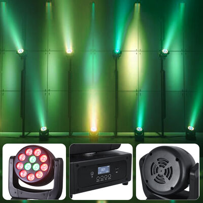 Precio de fábrica Mini LED cabeza móvil 12x8W RGBW 4 en 1 Luz de escenario de lavado DMX512 sonido activo para eventos pequeños Fiesta Disco iluminación de DJ
