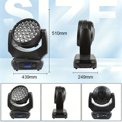 Profesional 37x10W RGBW 4in1 LED Zoom Wash Moving Head Light DMX512 Iluminación de escenario para DJ Disco Event Show de fiesta de boda
