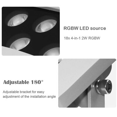 Luz de inundación LED de paisaje profesional de 36W RGBW IP65 Iluminación al aire libre de árboles para proyectos de arquitectura de parques