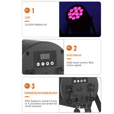 12*20W RGBWA+UV 6in1 LED Par Light IP65 Fuera Inmune al Agua DMX512 Iluminación de escenario para la fiesta de DJ de la boda