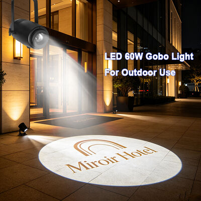 Proyector de logotipos de publicidad exterior Gobo 60W LED IP65 impermeable para hotel, restaurante, tienda, edificio