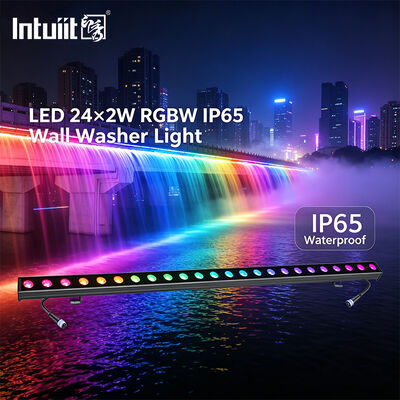Luz LED Exterior para Fachadas 24x2W RGBW 4en1 IP65 Impermeable DMX512 Lineal para Iluminación de Fachadas de Edificios, Paisajes y Escenarios
