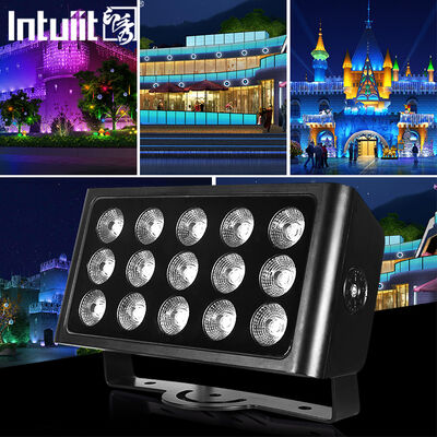 Foco LED RGBW 4 en 1 de 15x5W IP65 para exteriores — Haz ancho impermeable DMX512 para iluminación de jardines, escenarios y edificios
