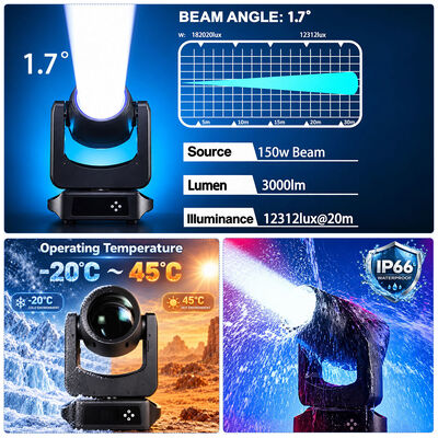 Disco Light 150W Moving Head Beam Stage Effect Lighting DMX Sound Mode for DJ Disco Wedding Concert Events Shows Bar Party