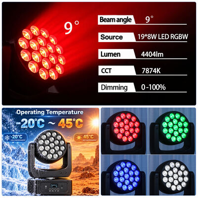 19x8w Rgbw 4in1 Moving Head Wash Light DJ Disco Led Luminarias de escenario
