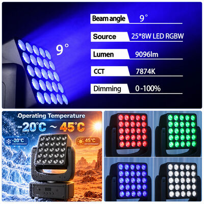 Dmx Mini 200w Moving Heads Rgbw 25x8w Led Stage Light Moving Head Wash Light