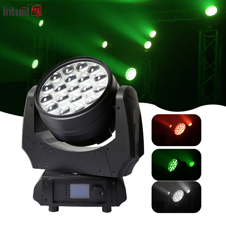 Zoom Moving Led Wash Light 19x10w 4 en 1 Proyector Gobo Rgbw Faros Iluminación de escenario de fiesta Efectos de iluminación de escenario Bar Night Club Disco