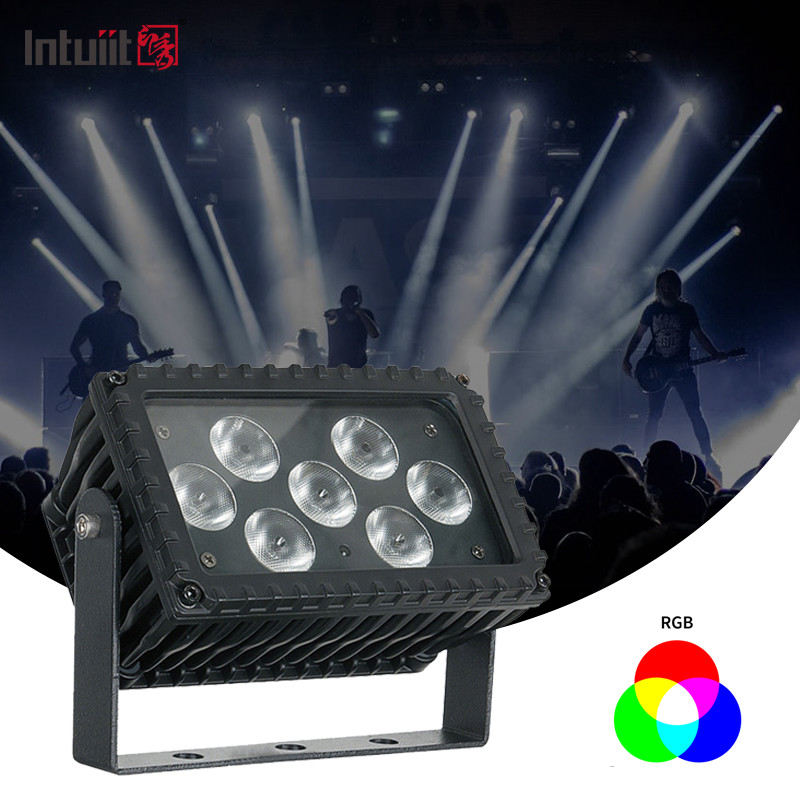 7x3W RGBW LED exterior Proyección arquitectónica de ángulo de 25 grados Proyector de luces de inundación Luz de fachada para edificios