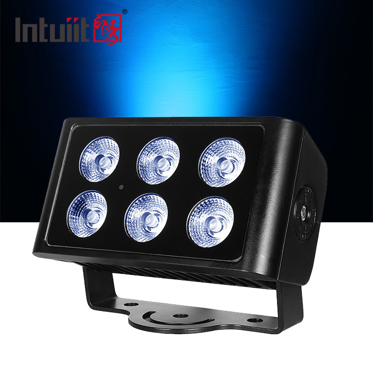 Nuevo diseño de iluminación exterior de paisaje arquitectónico LED Ángulo de haz estrecho IP65 6 * 5W RGBW DMX512 Proyectores LED