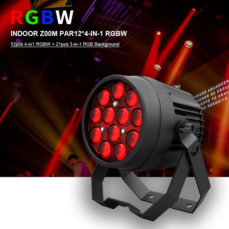 LED de aleación de aluminio Par plano 12x10W RGBW 4in1 DMX512 para Discos Festa escenario boda Concierto Teatro Iluminación de efecto