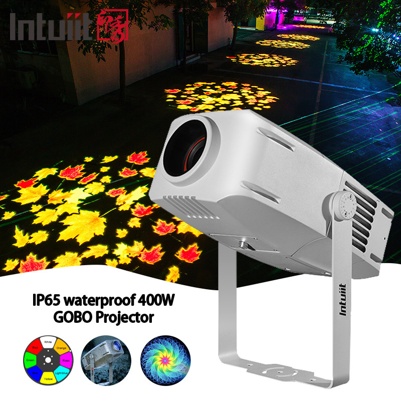 Lámpara de proyección de imagen de publicidad de 400W al aire libre IP65 impermeable giratorio proyector de logotipo de tienda Gobo