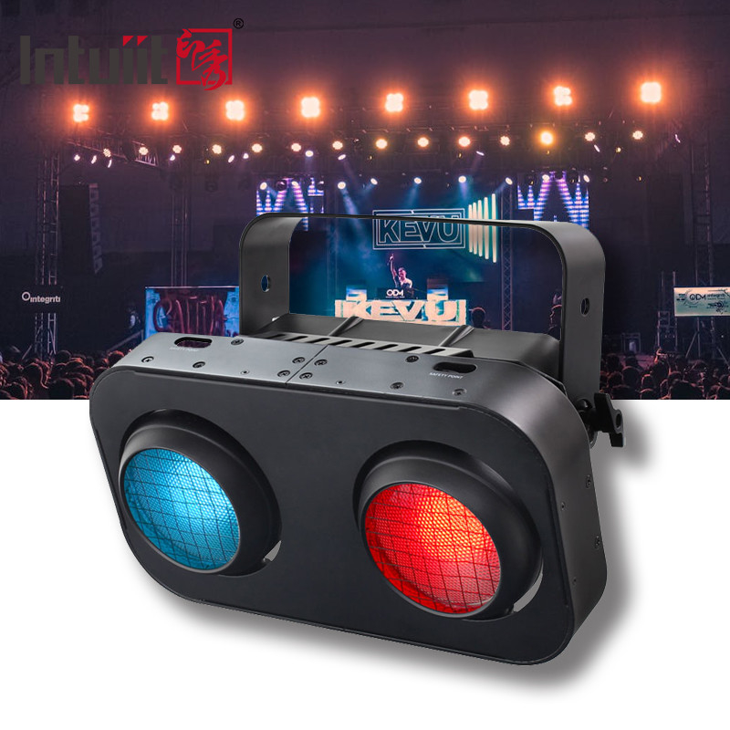 2 Ojos Ambar Blanco Caliente / RGB Cob Par Blinder 2x90w Lámpara de público Led Luz de persianas de escenario