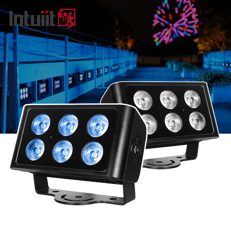 Construcción de fachadas 6x5W IP65 LED Arquitectónica luz decorativa de luz de haz estrecho Lámpara cuadrada Spotlight exterior Proyector