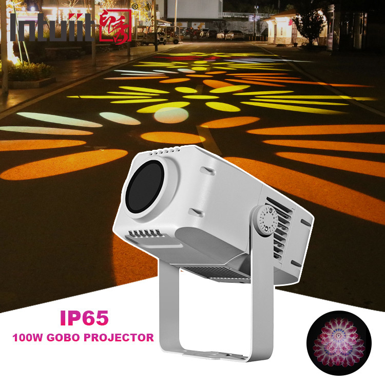 Proyector de logotipo personalizado de 100W LED a prueba de agua para exteriores Imagen rotativa de luz Proyector de publicidad Gobo personalizado