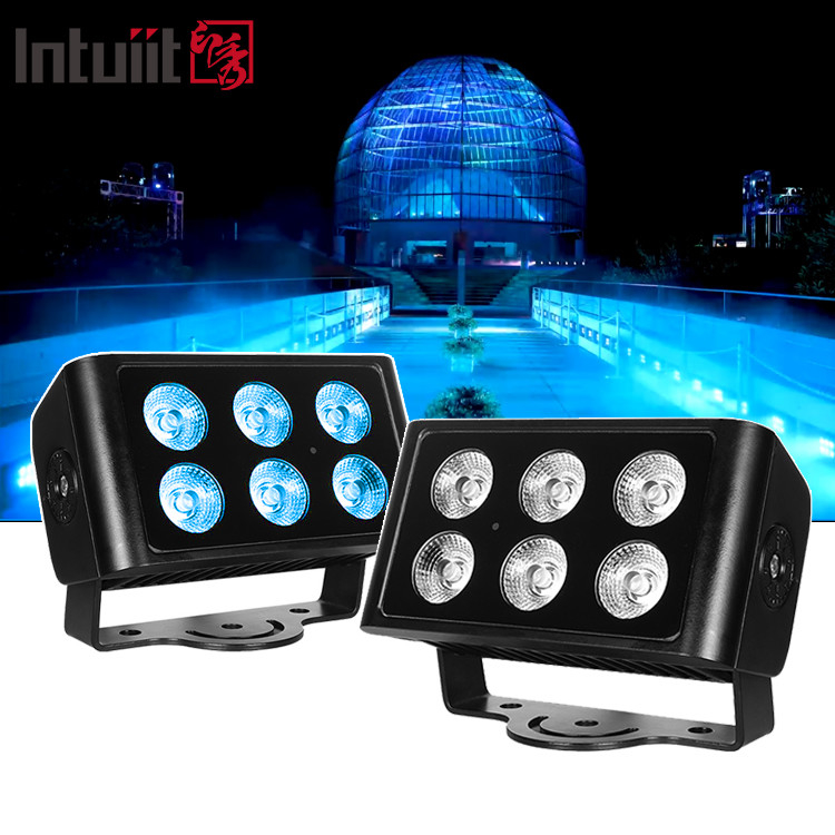6x5W exterior IP65 Cuadrado DMX RGBW Luz de inundación LED para fachada de edificio Luz de inundación de lavadora de paredes LED