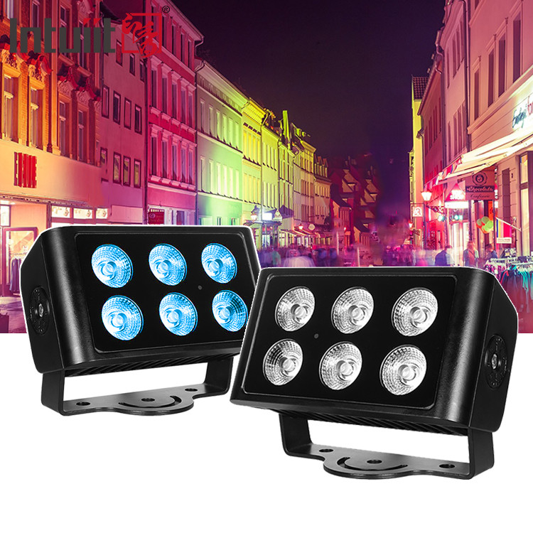 Luz exterior colorida 6X5W Led Pared de lavado de luz exterior jardín Led lavado de luz Rgbw Dmx Led inundación