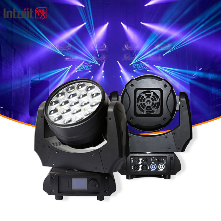 Luces de cabeza móviles 19x15W Zoom Luces DJ RGBW LED Rayo de lavado Iluminación Efecto Luz de escenario Para actividades Rave Eventos de discoteca Muestra KTV
