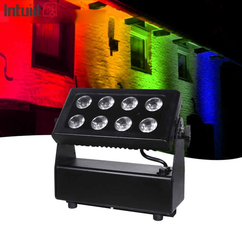 8X15W RGBW 4 en 1 LED Proyector a prueba de agua DMX Control Flat Spotlight de fondo Luz de lavado de pared Luz de escenario