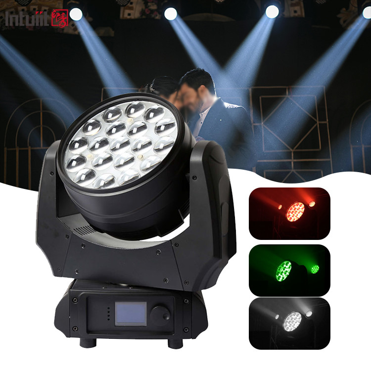 Luz de escenario LED 19x10W DMX RGBW 4in1 Zoom LED Lavabo de pared Luz de cabeza móvil para DJ Bar Concierto de discoteca