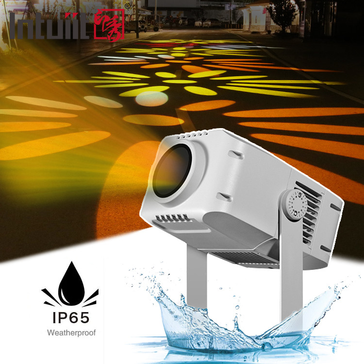 Proyector de logotipo Gobo LED de 100 W para publicidad al aire libre Luz rotativa a prueba de agua DMX512 Control Proyector de haz de aluminio IP65
