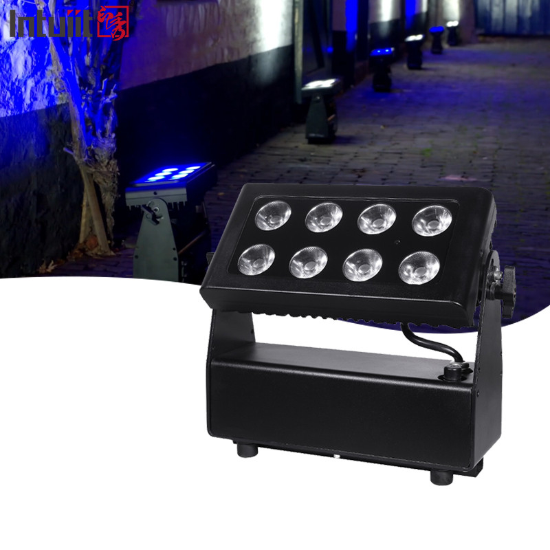 DMX512 8x10w RGBW 4in1 IP65 DJ impermeable de boda escenario de la ciudad lavadora de paredes exterior LED lavado luz de inundación