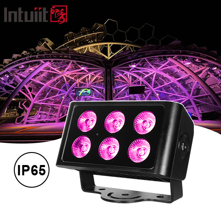 6x5W 4pcs LED Beads Exterior Cuadrado IP65 Inodoro DMX Luz de escenario Luz de inundación RGBW 4 en 1