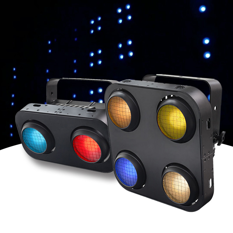 200W Cob LED Par puede escenificar luz Blanco cálido o RGB 2 ojos LED luz ciega DMX luces para el público