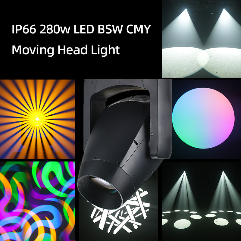 Focos móviles LED profesionales IP66 de 280W con haz, foco y lavado CMY para equipos de espectáculos de DJ, discotecas, bares y clubes