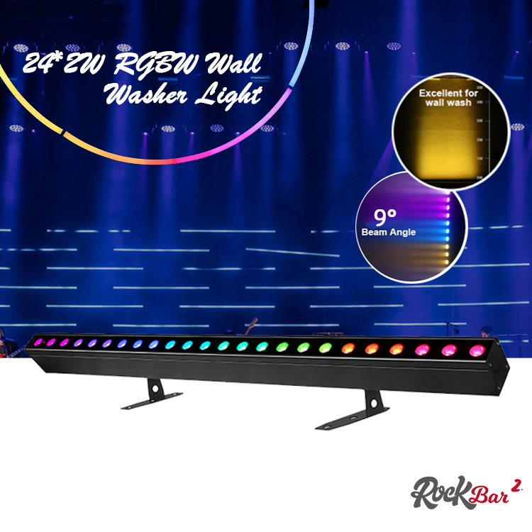 Luz de lavado IP20 DMX512 Solución avanzada de música inteligente 24 * 2W RGBW Luces LED Bar lineal Lavadora de paredes