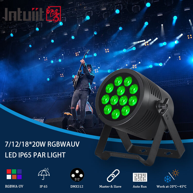 Foco Par LED 7/12/18X20W Rgbwa Uv 6En1 Impermeable DMX 512 para Proyectos Exteriores