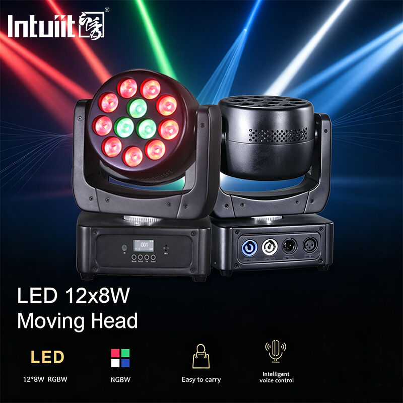 12x8W RGBW 4in1 LED Moving Head DJ Light DMX512 9° Beam Wash Stage Lighting for Stage Nightclub KTV Wedding Performance