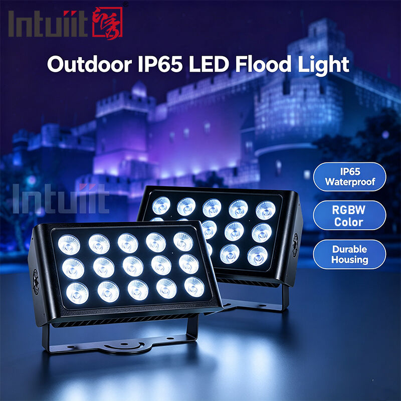 Foco LED RGBW 4 en 1 de 15x5W IP65 para exteriores — Haz ancho impermeable DMX512 para iluminación de jardines, escenarios y edificios