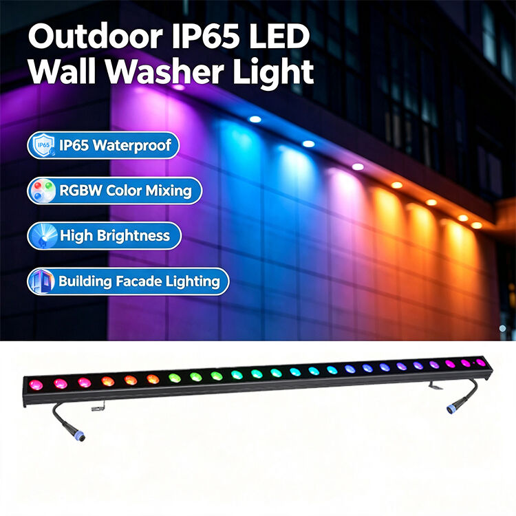 2x24W RGBW 4 en 1 IP65 Lavadora de Pared LED Lineal para Exteriores — Luz de Lavado Impermeable DMX512 para Edificios, Puentes y Paisajes