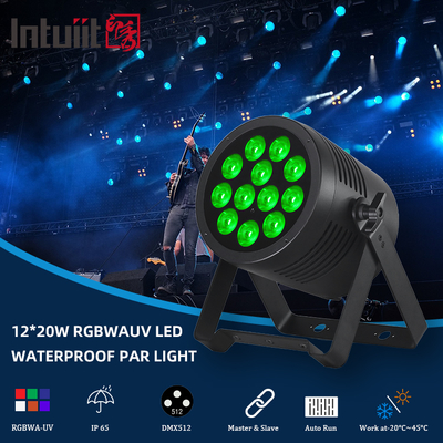 IP65 LED Par luz impermeable IP65 calificado para exteriores 12x20W RGBWA-UV 6in1 Luz de escenario DMX512