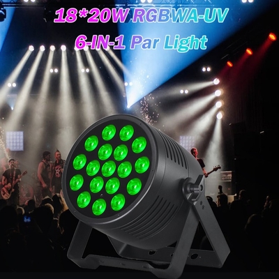 Foco Par LED DMX 18x20 a prueba de agua RGBWA UV para eventos al aire libre, teatro, bodas y conciertos