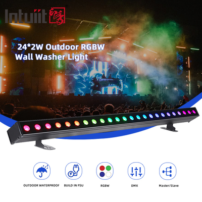 Luz de lavado de pared LED para exteriores IP65 24*2w Barra lavadora de pared RGBW a prueba de agua Barra de píxeles LED DJ Luz de escenario Fiesta